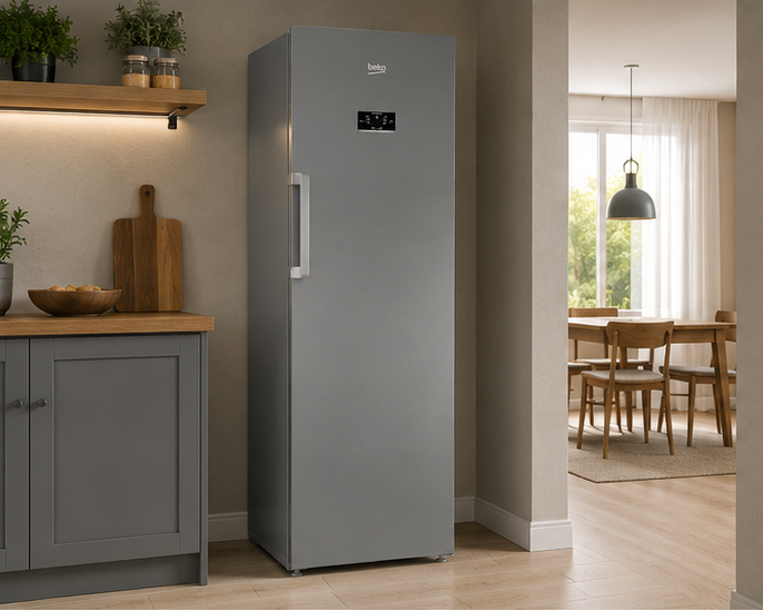 B5RMFNE314X Beko congelatore classe E 286LT 60cm/L verticale Total No Frost inox