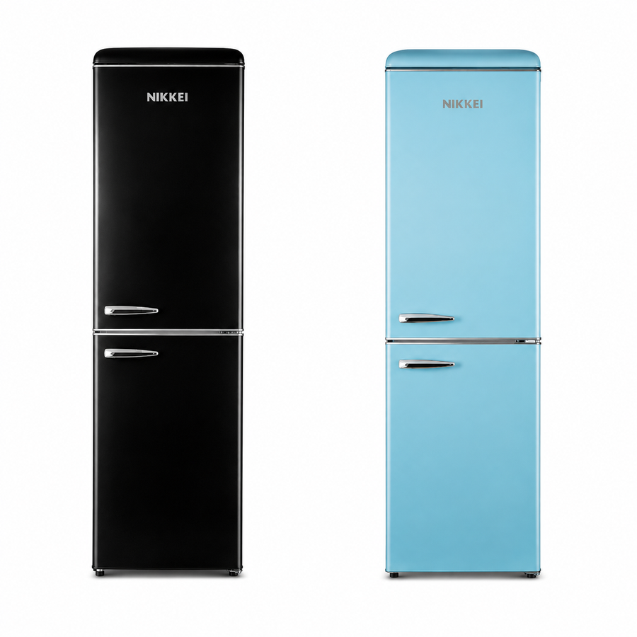 GNCBV310 Nikkei frigorifero combinato retrò classe E 300L nero azzurro