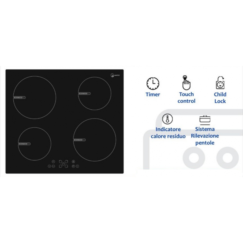 Atlantic ATVIFTC13PM 60 cm 4 fuochi elettrico
