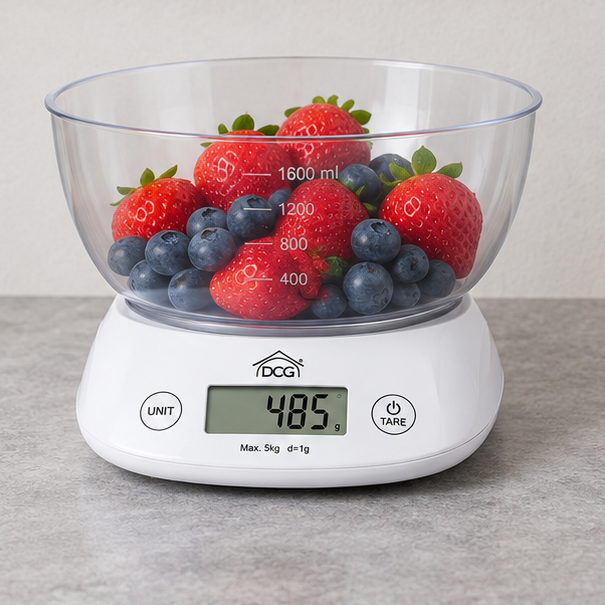 DCGPWC8060 DCG Bilancia da cucina digitale 5 kg con ciotola, foto 4
