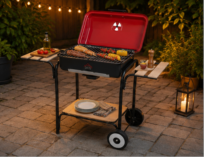 DCGBQS2498 DCG barbecue elettrico/carbone 2300W con stand e ruote nero