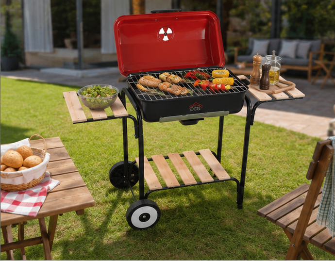 DCGBQS2498 DCG barbecue elettrico/carbone 2300W con stand e ruote nero