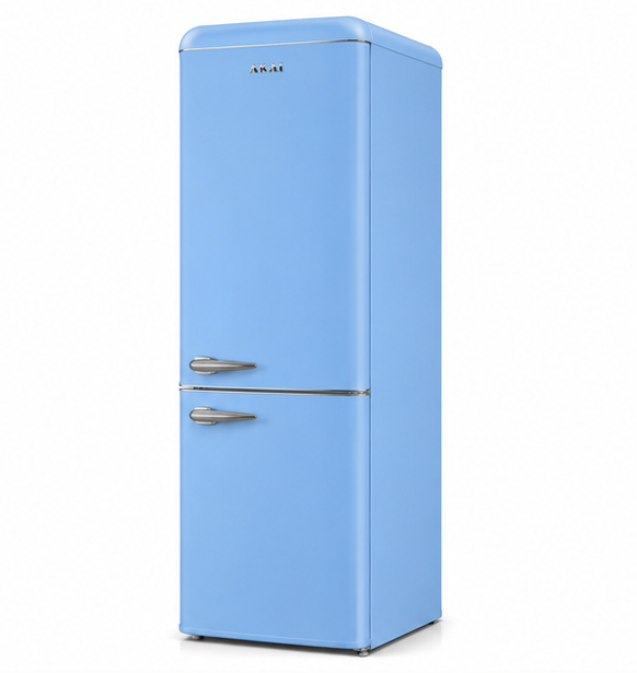 CLASS300KBL Akai frigorifero combinato vintage classe F 250L statico azzurro