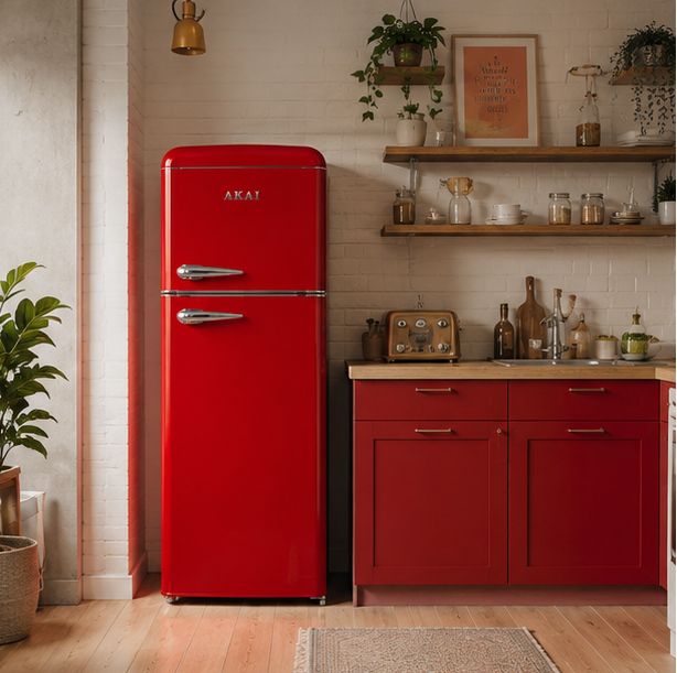 CLASS240K Akai frigorifero doppia porta vintage classe F 204L rosso rosa blu