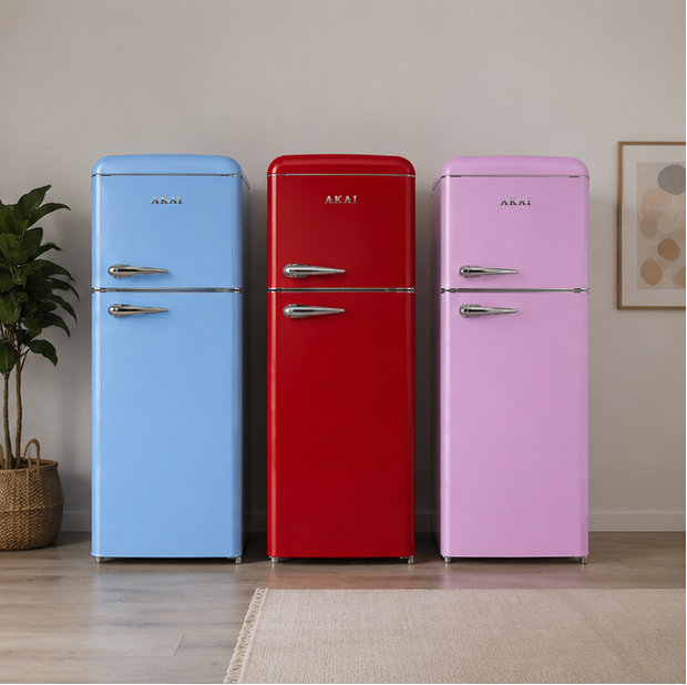 CLASS240K Akai frigorifero doppia porta vintage classe F 204L rosso rosa blu
