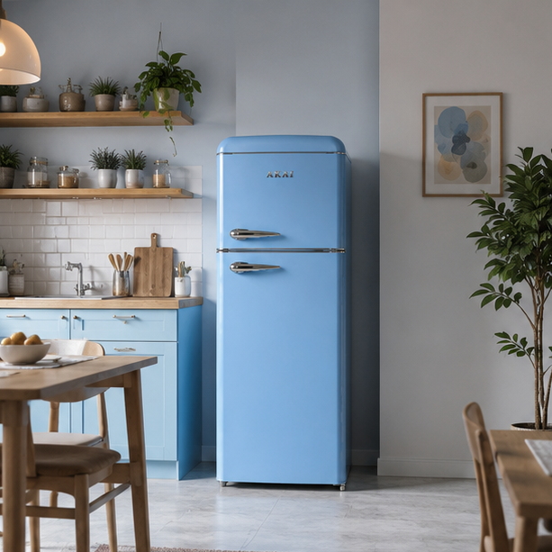 CLASS240K Akai frigorifero doppia porta vintage classe F 204L rosso rosa blu