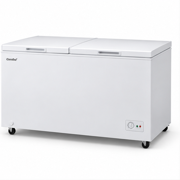 RCC688WH2 Comfee' congelatore a pozzetto 508L, vista a tre quarti