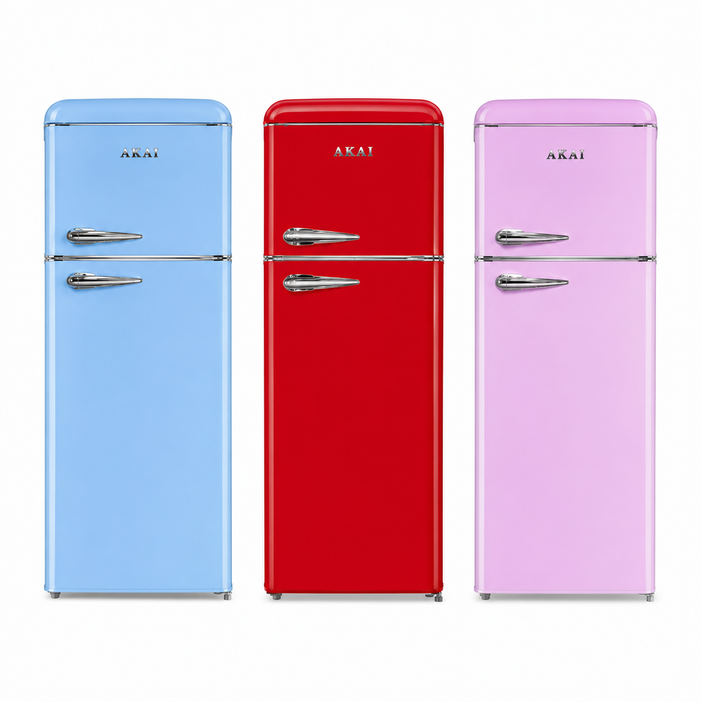 CLASS240K Akai frigorifero doppia porta vintage classe F 204L rosso rosa blu
