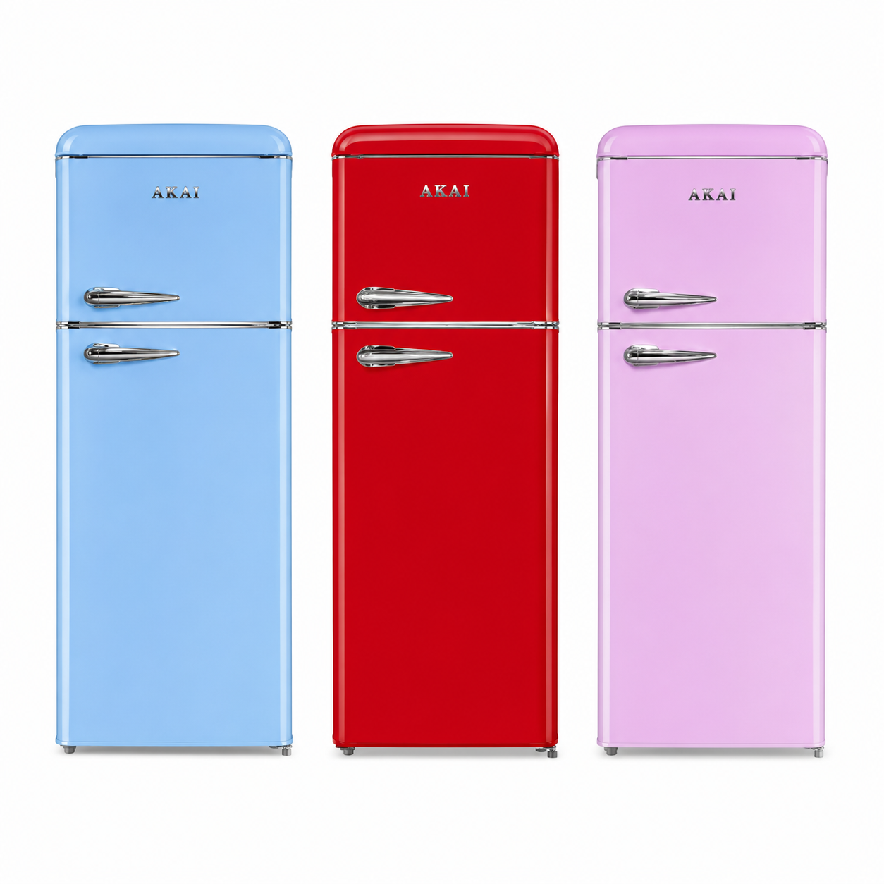 CLASS240K Akai frigorifero doppia porta vintage classe F 204L rosso rosa blu